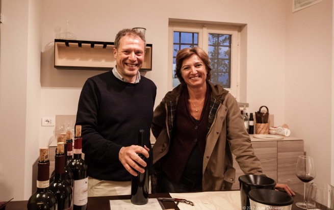 Daniele, the winemaker on left, Donatella Adanti on  right