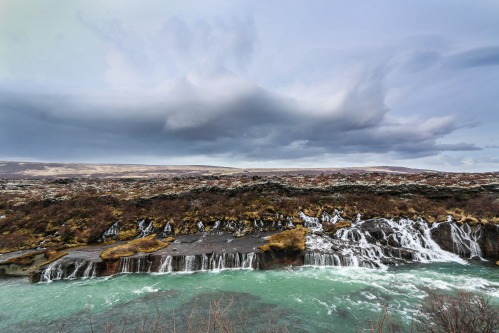 Falls an hour north of Reykjavik 