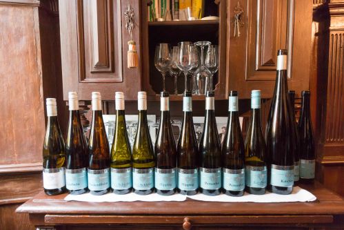 A line-up of excellent wines at Schätzel. 